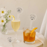 Agitateurs à Boissons Personnalisés en Acrylique avec Photo d'Animal de Compagnie – Bâtonnets à Café en Plastique Transparent pour Mariages, Fêtes et Bars