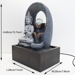 Venta al por mayor Zen meditación interior Feng Shui cascada resina estatua <span class=keywords><strong>de</strong></span> Buda Mesa fuente <span class=keywords><strong>de</strong></span> <span class=keywords><strong>agua</strong></span> con bola <span class=keywords><strong>de</strong></span> cristal - Product Image 4