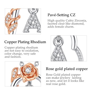 Collana <span class=keywords><strong>con</strong></span> Ciondolo a <span class=keywords><strong>Cuore</strong></span> Placcato in Rodio per Damigelle, <span class=keywords><strong>con</strong></span> Iniziale in Oro Rosa e Zirconia Cubica, Ideale come Regalo di Proposta - Product Image 5