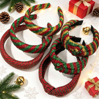 Serre-tête de Noël à rayures pailletées de 2,5 cm de large, bandeau en tissu scintillant, accessoire de coiffure pour femme pour les fêtes de Noël et le quotidien