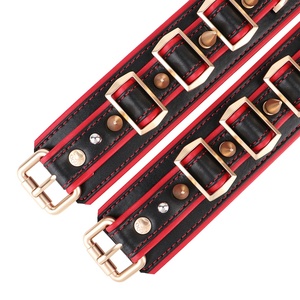 Set BDSM: Esposas para Manos + Esposas para Tobillos + Collar de Cuero Suave, Juguete Erótico de Cuero para Parejas, Apto para Juegos de Rol - Product Image 3