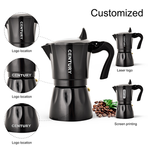 Cafetière <span class=keywords><strong>Moka</strong></span> Expresso Portable Classique en Aluminium, Nouveau Design Personnalisé, Écologique, Capacité 0,5-9 Tasses, Modèle Century - Product Image 5