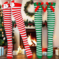 Chaussettes en polyester respirantes rayées canne à sucre WJN de haute qualité pour femmes, idéales pour l'hiver, le cosplay et Noël