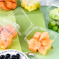 Boîte d'emballage alimentaire jetable en PET/rPET, directement de l'usine, boîte en plastique transparente, boîte à clapet, contenants pour salades de fruits coupés