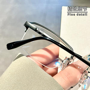 Montura de Gafas de Titanio de Media Montura Danyang 69793 para Hombre, Lentes de Plástico Medianas, Estilo Ejecutivo, Monturas Ópticas - Product Image 4