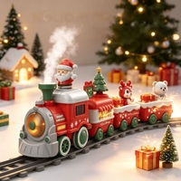 Circuit de train électrique de Noël éducatif pour enfants, avec rails longs à assembler, train à vapeur classique, jouets avec lumières et sons