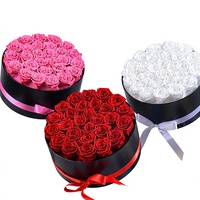 Boîte de 27 roses éternelles de luxe OEM, roses rouges préservées pour la remise des diplômes, Noël, la fête des mères, Pâques, la Saint-Valentin