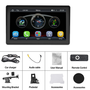Podofo Wireless CarPlay Portable Car Radio 7" Carplay Screen Android Auto Voice Control BT AUX FM SD Wholesale OEM - Product Image 4