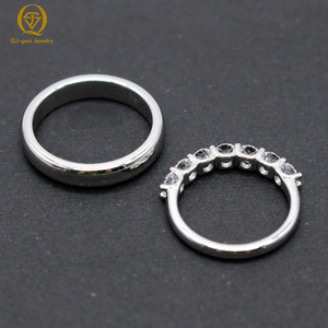 Minimalist Design Platinum <b>Couple</b> <b>Ring</b> Round Cut Lab Grown Diamond with IGI Free Inner Engraving/Custom for Anniversary Gift - Product Image 4