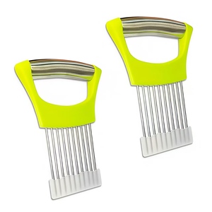 เครื่องหั่นผักแบบมือหมุนสแตนเลส 2 ชิ้น - ที่หั่นหัวหอมและผลไม้พร้อมที่ป้องกันมือเพื่อความปลอดภัย - Product Image 1