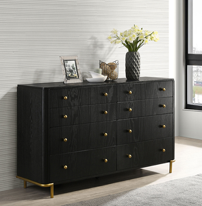 Black <b>6</b>-<b>drawer</b> Modern Bedroom Solid Oak Wood Eco-Friendly Dresser - Product Image 1