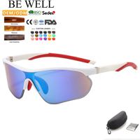 Lunettes de soleil à monture PC avec logo personnalisé, monture large monobloc, lunettes de soleil tendance avec verres PC