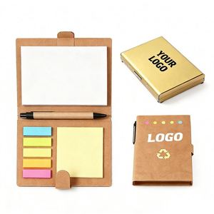 Bloc-notes autocollant en cuir PU personnalisé avec logo, stylo, notes adhésives, bloc-notes pour l'école, l'hôtel, la papeterie, cadeau promotionnel pour entreprise - Product Image 1