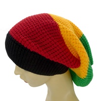 Gorro Unisex de Jamaica con Rayas de Reggae, Estilo Holgado, Bordado 3D, Estilo Rasta, Multicolor, Tejido, 100% Acrílico