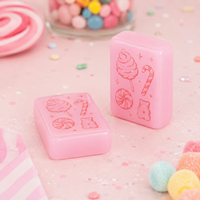 Tuiles de Mahjong Américaines en Résine Polie Premium, Gravées Nœud Papillon, Couleurs Crème Macaron Multi-Tons, Blocs de Jeu de Mahjong Solides