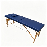 Table de massage portable pliable en bois à 2 sections, lit de spa réglable en hauteur pour clinique de massage