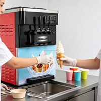 Máquina de helado suave de escritorio 2+1 sabores mixtos, mini máquina expendedora de gelato italiano de acero inoxidable con control digital