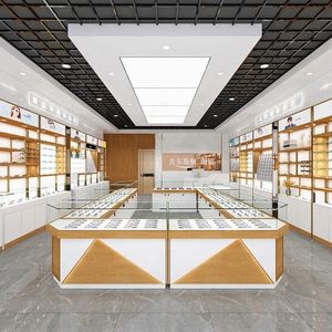 Soporte de exhibición de gafas enchapada en roble, estantes de gabinete para gafas de marca, tienda, centro comercial - Product Image 5