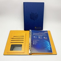 Protège-cahier A5 personnalisé en cuir PU bleu marine, classeur à 6 anneaux pour agenda, idéal pour les cadeaux d'affaires et les conférences