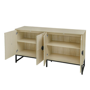 Modern Solid Wood 4-Door <b>Sideboard</b> with Storage Adjustable Shelves <b>for</b> Living Room & Dining - Product Image 5