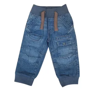 China manufactures large stock children summer kids jeans cotton pants at cheap price