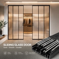 HDSAFE Quincaillerie pour porte coulissante en verre, installation facile, design minimaliste, surface finie, fonctionnement léger par poussée-tirage, pour usage intérieur