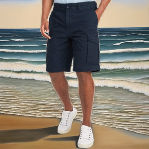 Pantalones Cortos Cargo Casuales para Hombre Sabin 25, Cintura Media Elástica, 100% Algodón, Ligeros, Transpirables, de Punto Sólido, con Cordón Ajustable - Product Image 2