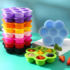 Moule de stockage d'aliments pour bébés en silicone écologique à 7 cavités et <span class=keywords><strong>bac</strong></span> à glace demi-<span class=keywords><strong>boule</strong></span> - Product Image 5