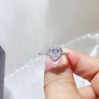 Cincin Moissanite Perak 925 Bentuk Hati Laris Manis, Set Cincin Wanita Lapis Mewah Ringan Kombinasi Gaya Eropa dan Amerika