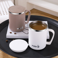 Mug à Café Mignon en Acier Inoxydable 480ml avec Design Moderne, Tasse de Bureau avec Poignée pour Cadeaux d'Affaires, Bouteille d'Eau pour Étudiants