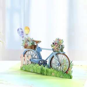 Winpsheng desain baru sepeda kustom 3D kartu ucapan Pop Up untuk Hari Valentine