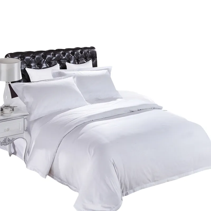Lençol de cama branco para <span class=keywords><strong>hotel</strong></span> e casa, venda quente, 100% algodão, capa de edredon, aceitação personalizada, conjunto de roupas de cama, estampado, 4 peças
