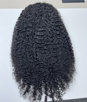 Perruques à bandeau bouclées crépues pour femmes noires, sans dentelle, perruque mi-cheveux bouclée ondulée avec cordon de serrage, à enfiler et à porter sans colle