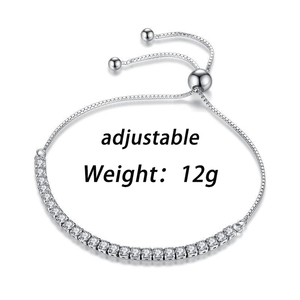 2026 Classic Full Diamond Silver <b>Ball</b> Drawstring Trendy Party Women Luxury Shiny 4mm Zircon Crystal Tennis <b>Bracelets</b> - Product Image 2