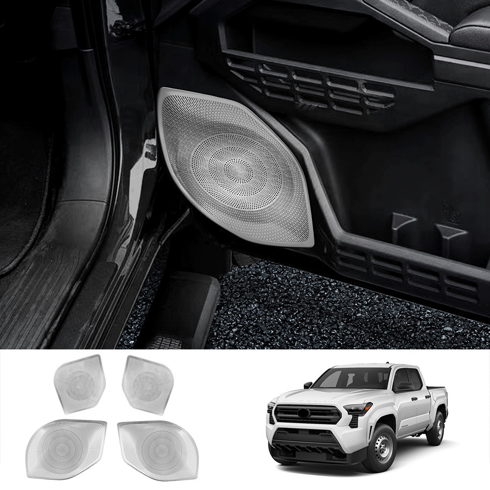 Set di 2 copri clacson per portiera Toyota Tacoma, colore argento lucido.