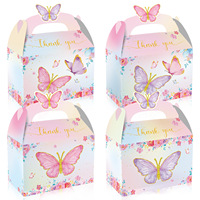 Boîte de rangement rectangulaire portable rose à motif papillon et fleur, thème fête du thé printanière, pour bonbons et cadeaux, fabriquée en Chine