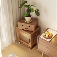 Armoire latérale créative en bois massif pour chambre et salon Table de rangement de chevet avec lumière robot pour enfants