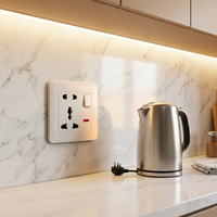 Série Yuanjing – Interrupteur universel 1 poste, prise murale multi-5 broches, 16A 250V, PC ignifuge, 2 prises, usage hospitalier