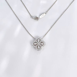 Collar Clásico Vintage con Colgante de Flor de Pera de Diamante Cultivado en Laboratorio en Oro Blanco de 18K para Mujer, Cadena de Diamantes, Joyería con Diamantes de Laboratorio - Product Image 1