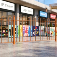 Clôture de Plaza Commerciale Extérieure en Acier Galvanisé à Chaud et Revêtu par Poudrage, Couleur Personnalisée, Modèle IP Bow Top