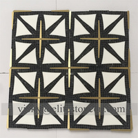 Mosaïque de pierre en marbre blanc et gris, épaisseur 10 mm, jet d'eau, laiton, pour cuisine, hôtel, salle de douche, design parquet pour projets graphiques