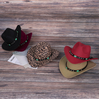 Vendita calda cappelli jazz per bambini primavera autunno sopra 8 anni cappello da cowboy per bambini in Denim di lana di colore puro per bambini