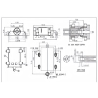 Prise d'alimentation CC encastrée DC058 à 5 broches, plaquée or, 3,5x1,3 mm, pour montage sur circuit imprimé, femelle