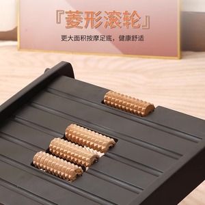 <b>Bamboo</b> Footrest <b>Stool</b> With Rollers For Acupressure Massage Trapezoid Shape Office Home Use - Product Image 2