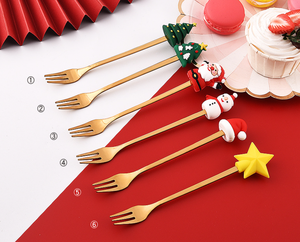 Juego de Cubiertos de Acero Inoxidable para Fiestas, 6 Cucharas Decorativas con Baño de Oro y Diseño de Dibujos Animados, 4 Piezas/Juego, Ecológicos - Product Image 6