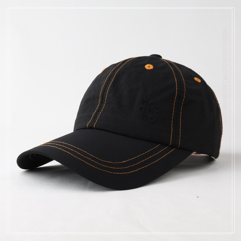 Visible-stitch quick-dry no and no letter baseball cap-black