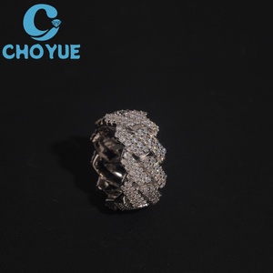 Hot Sale Lab Diamond Cuban <b>Ring</b> <b>Iced</b> Out Solid Sterling Silver 925 Gold Plated Lad Grown Diamond <b>Ring</b> Hip Hop Jewelry - Product Image 1