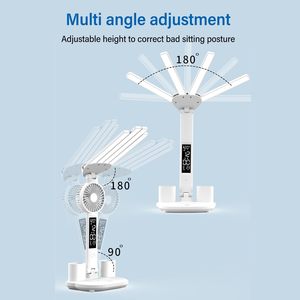 โคมไฟตั้งโต๊ะ LED ป้องกันดวงตา พับได้ พร้อมพัดลมสำหรับการเรียนรู้ในหอพักนักเรียน โคมไฟตั้งโต๊ะอัจฉริยะ - Product Image 3