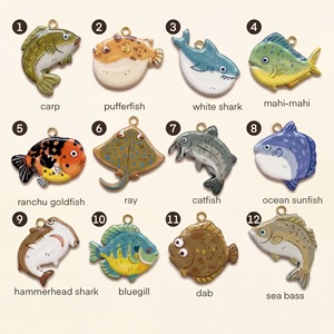 Pendentif en alliage émaillé Moyamiya sur le thème de la vie marine, motifs requin, poisson-bouffant, poisson rouge, accessoires de collier perlé DIY - Product Image 3