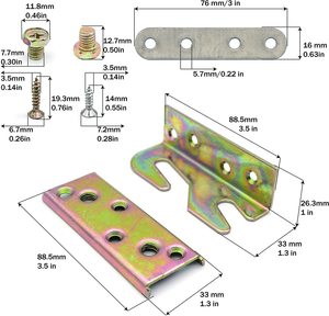 Giường Bản Lề Giường Đường Sắt Chân Đế 3.1 "Móc Đôi Nhiệm Vụ Nặng Nề Sắt Thay Thế Phần Cho Giường Khung Đầu Giường Chân Với Vít - Product Image 4